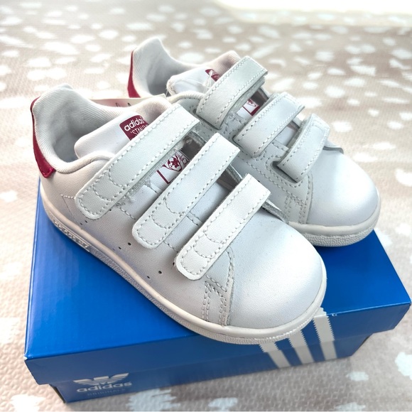 adidas Other - Adidas Stan Smith Kids White and Pink Sneakers Shoes For Girls 7K